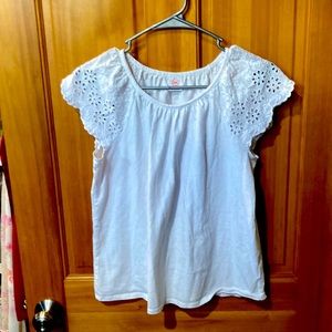Size 14-16 girls, white tshirt blouse, brand wonder nation,